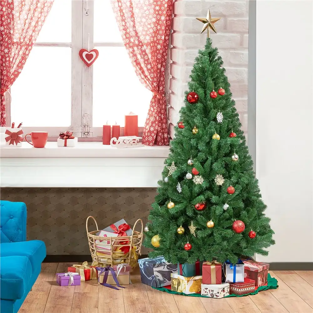 

6 Ft Assorted Color Unlit Full Christmas Tree Free Shipping Christmas Tree Large for Home Christmas tree Decoration Decorations