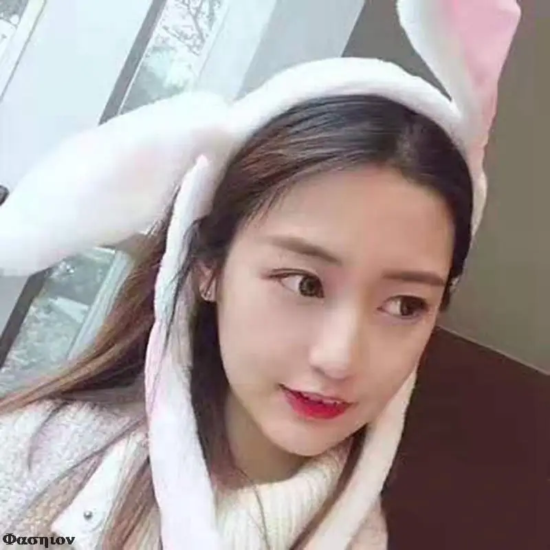 

Шапка в виде кролика с движущимися ушами, шапка с ушами, теплая плюшевая Милая шапка с подушкой безопасности, смешная шапка с подвижными уша...