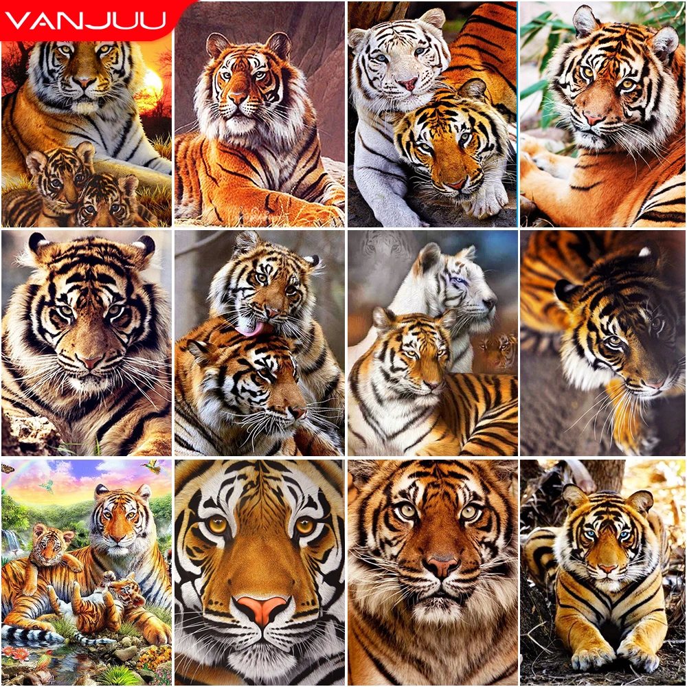 

Tiger Diamond Mosaic 5D DIY Animal Diamond Painting Full Round Drill Embroidery Cross Stitch Rhinestone Kit Home Decor