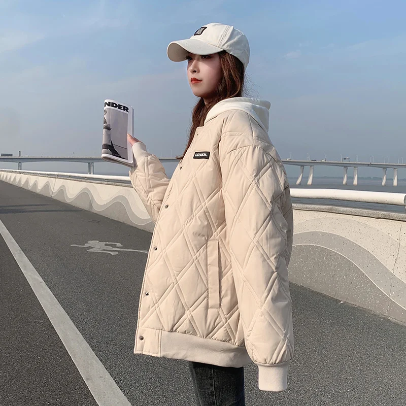 

Plaid Thickened Bread Coats Short Down Female Korean Loose Autumn Women's Winter Coats Cotton Jacket 2022 For Women New Parkas