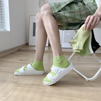 1 pair fashion casual avocado embroidery womens socks solid color korea college style cotton short sox for girls spring summer