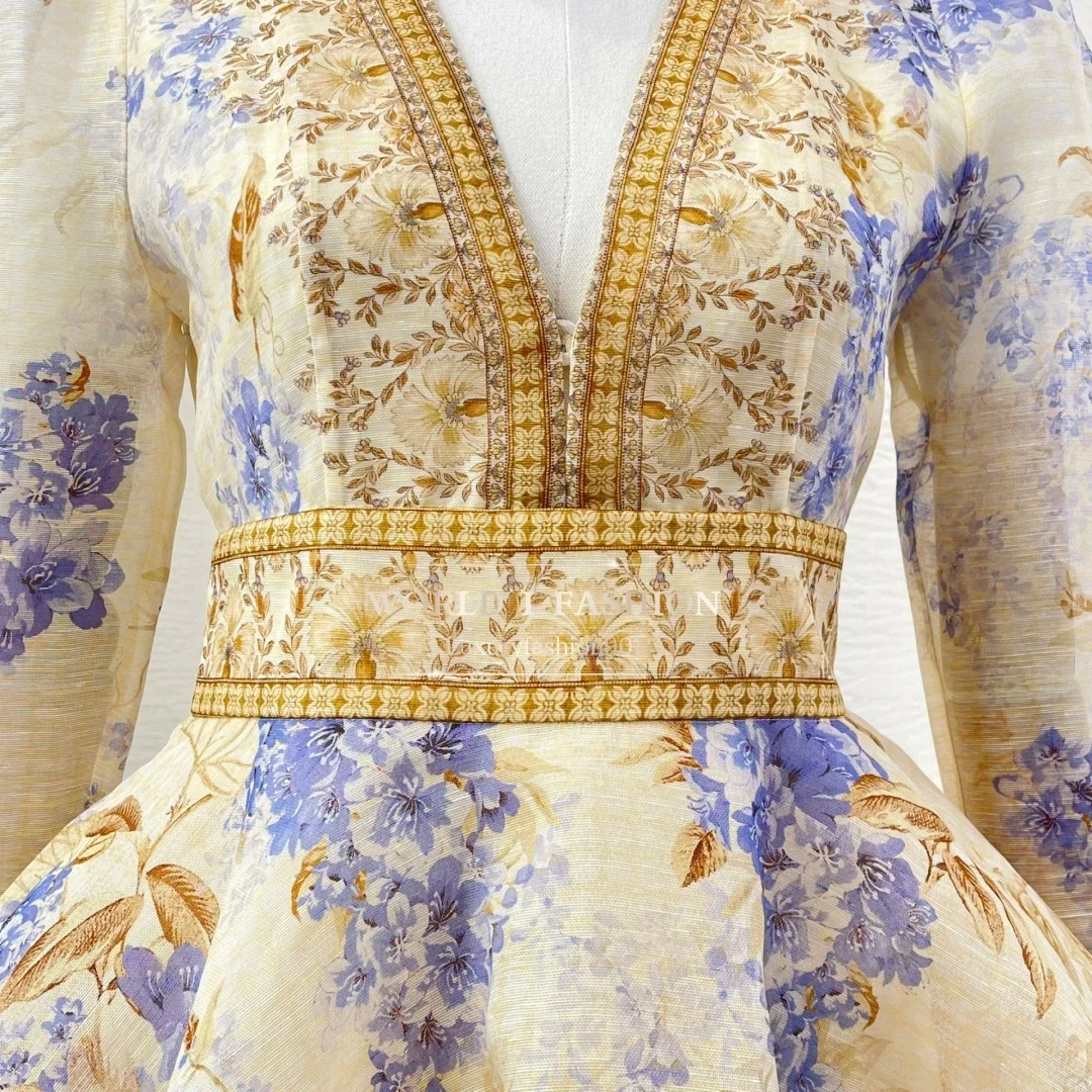 Фиолетовое Goldlen сиреневое фиолетовое мини-платье с длинным рукавом и V-образным