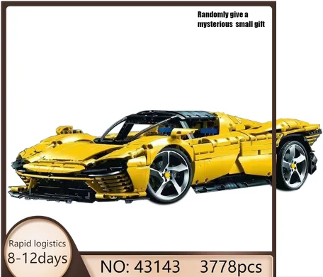 

IN STOCK Sports Car Building Blocks Model 3778pcs Yellow and red Vehicle Bricks Fit 42143 Toys for Boys Christmas Gift Set