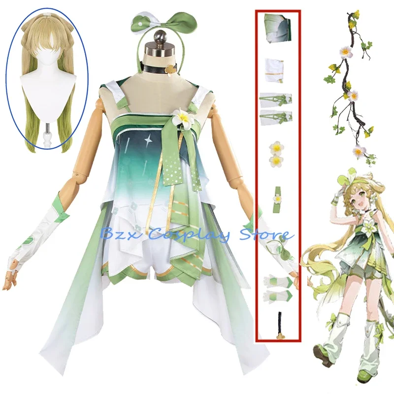 Verina Косплей Игра Wuthering Waves Костюм Парик Длинное Платье Опора Хвост Набор Аниме