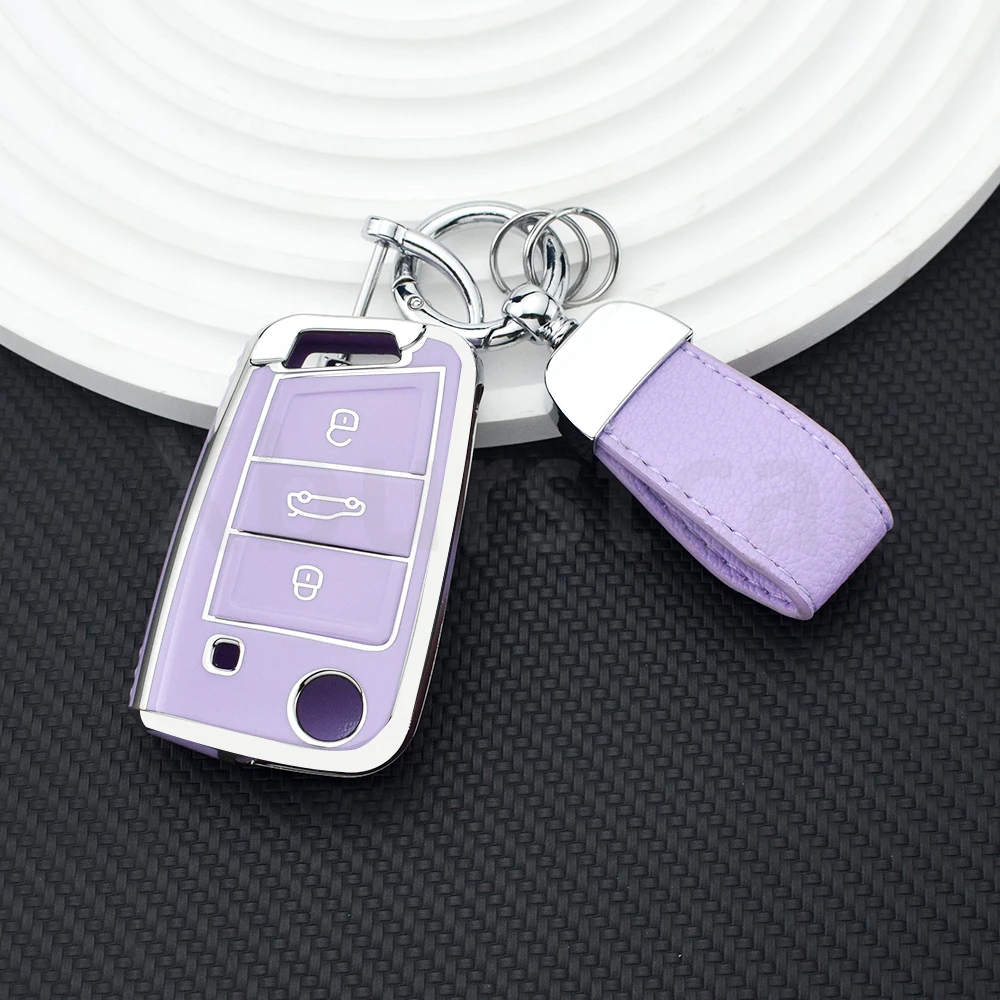

3-кнопочный чехол для автомобильного ключа из ТПУ, держатель для автомобильного ключа для VW Golf 7 ALLTRACK MK7 для Skoda Octavia A7, защитные аксессуары