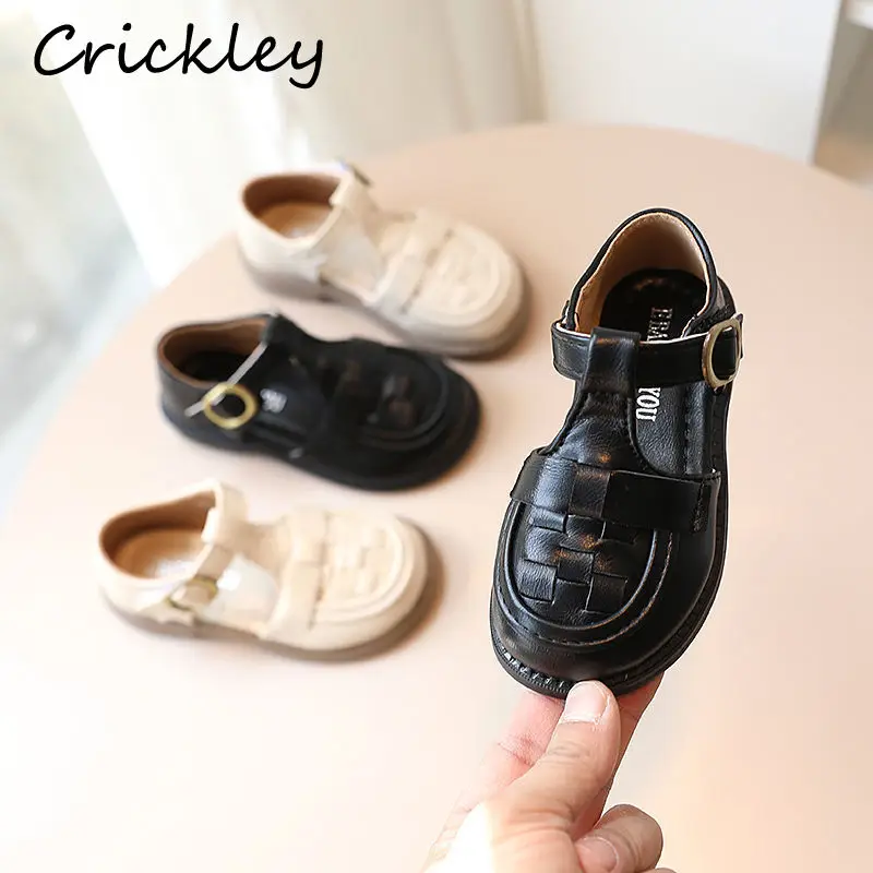 

Туфли детские однотонные на плоской подошве, Т-образный ремешок, пряжка, удобные нескользящие, для принцессы, весна-лето