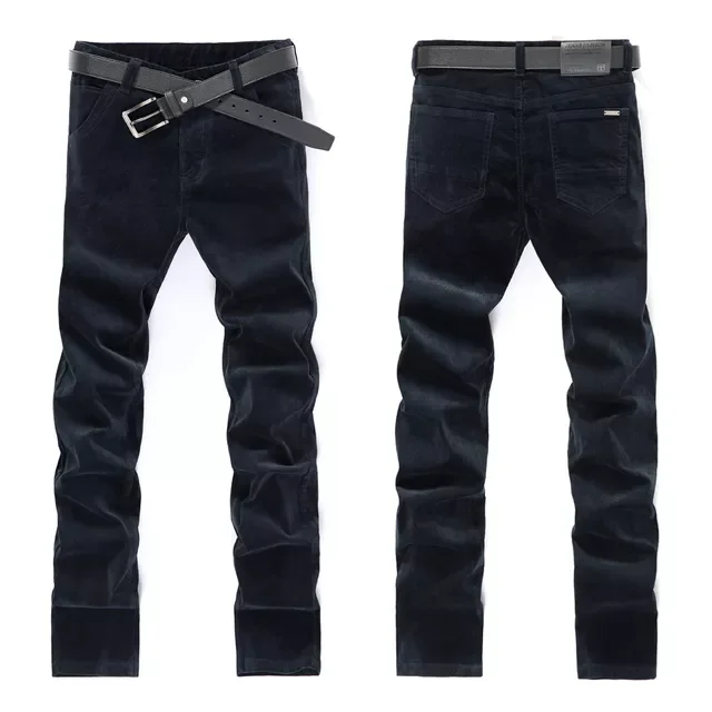 

Новинка, осенние мужские плотные вельветовые классические брюки цвета хаки, облегающие брюки, Мужская брендовая одежда