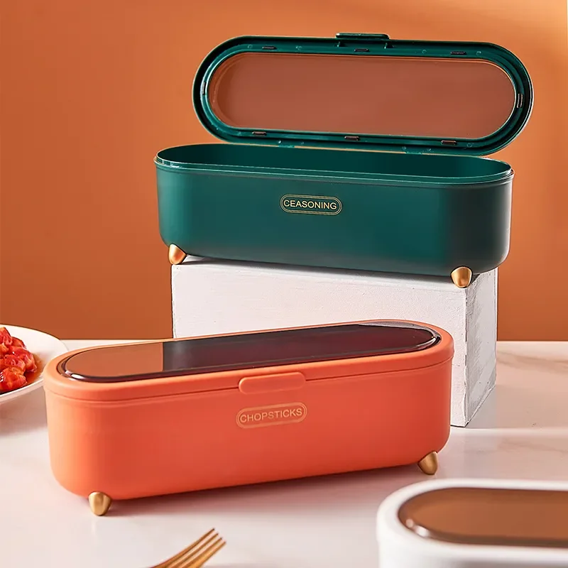 

Organizer kitchen Tableware storage box Household Drain chopsticks sink holder dust-proof fork spoon with cover chopsticks cage