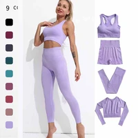 seamless women yoga set workout sportswear gym clothing fitness long sleeve crop top high waist leggings shorts sports suits