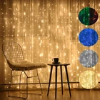 Цифровые водонепроницаемые светодиодные занавессветильник с вилкой для ЕС и США, 3 м х 3 м, 220 В, праздничное украшение, свадьба, Рождество, уличное освещение