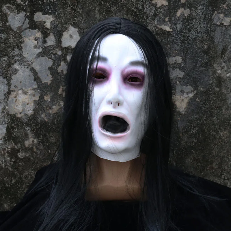

Страшная маска для Хэллоуина с привидениями, украшение для Хэллоуина, длинные волосы, страшный трюк, секретная комната, маска, украшение, реквизит