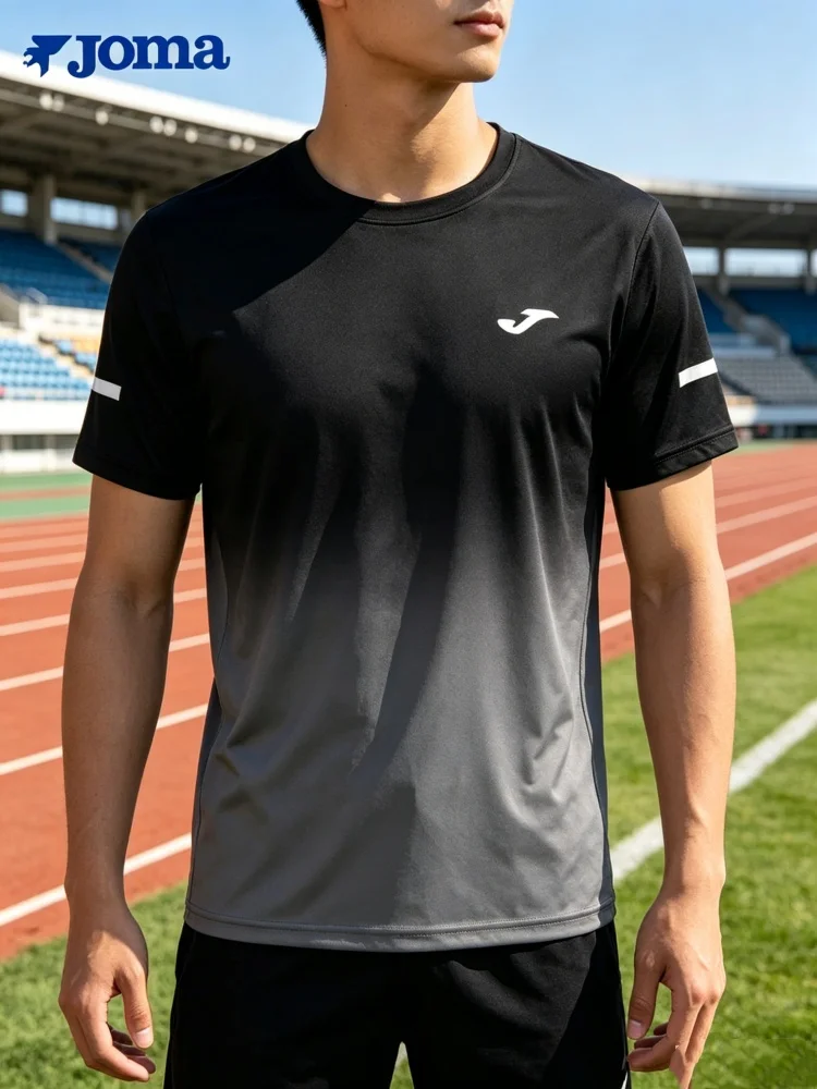 Фото Мужская футболка JOMA Summer 3D Print для занятий спортом на открытом воздухе, влагоотводящая и быстросохнущая, с коротким рукавом, для тренировок по футболу №1