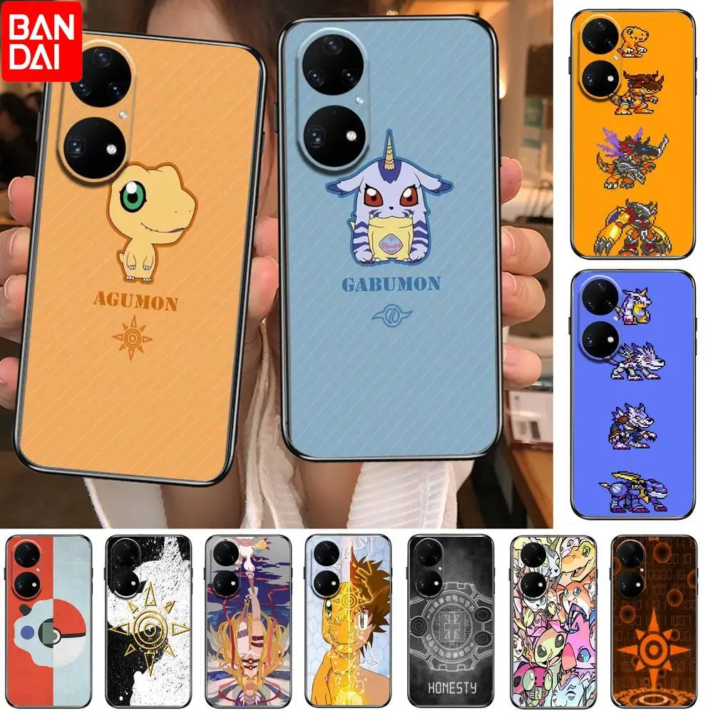 

Digimon Cartoon Cute Phone Case For Huawei p50 P40 p30 P20 10 9 8 Lite E Pro Plus Black Etui Coque Painting Hoesjes comic fas