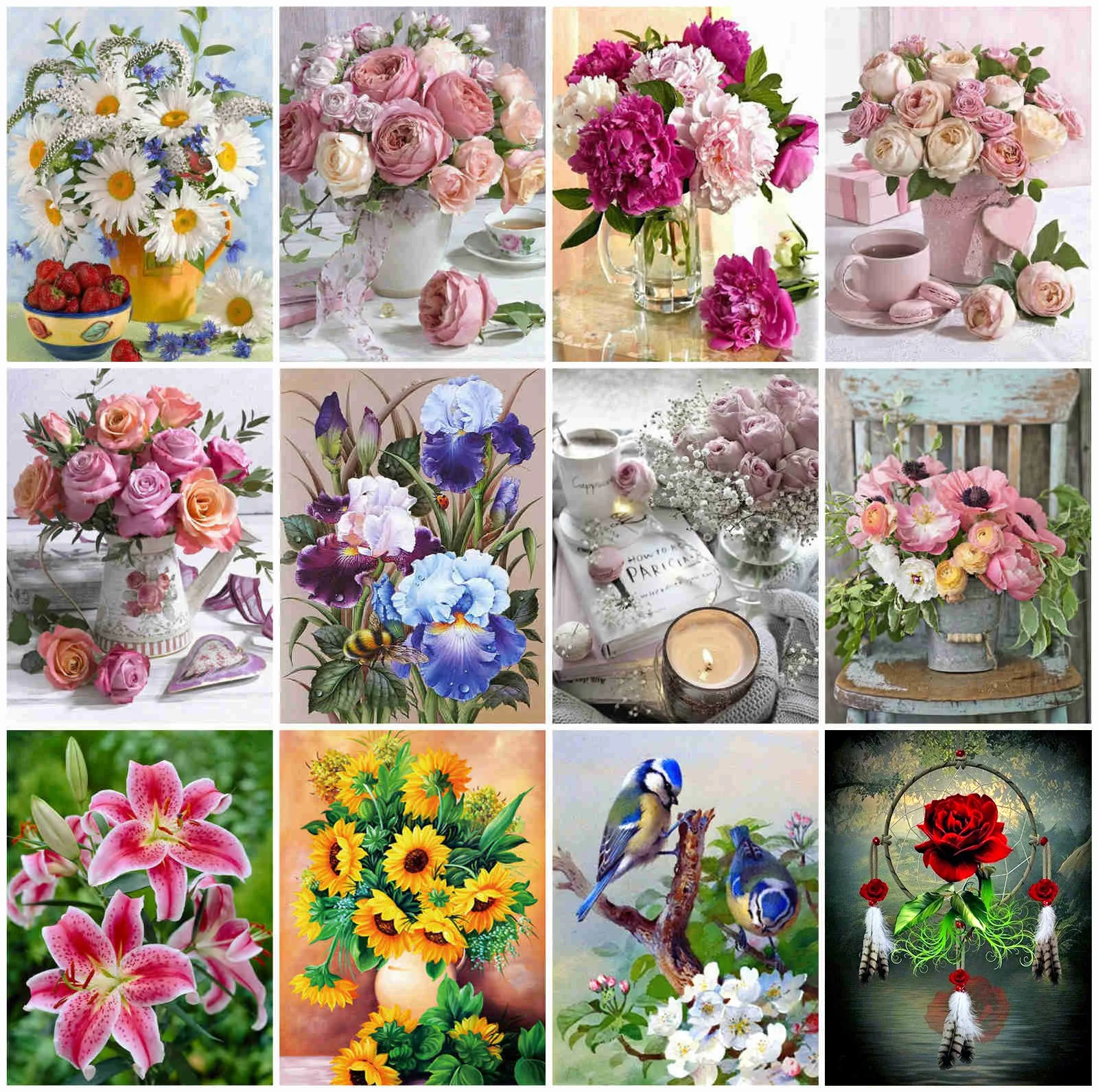 EverShine Diamond Painting New 2023 Flowers Full Square Mosaic Lily Rose Rhinestones Picture Beads Embroidery Cross Stitch Kit