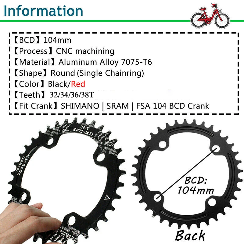 Рукоятка MTB шатуны для велосипеда из алюминиевого сплава 32/34/36/38T Shimano Sram - купить
