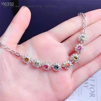 new fashion 925 silver inlaid natural tourmaline bracelet for women candy color matching simple and beautiful customizable