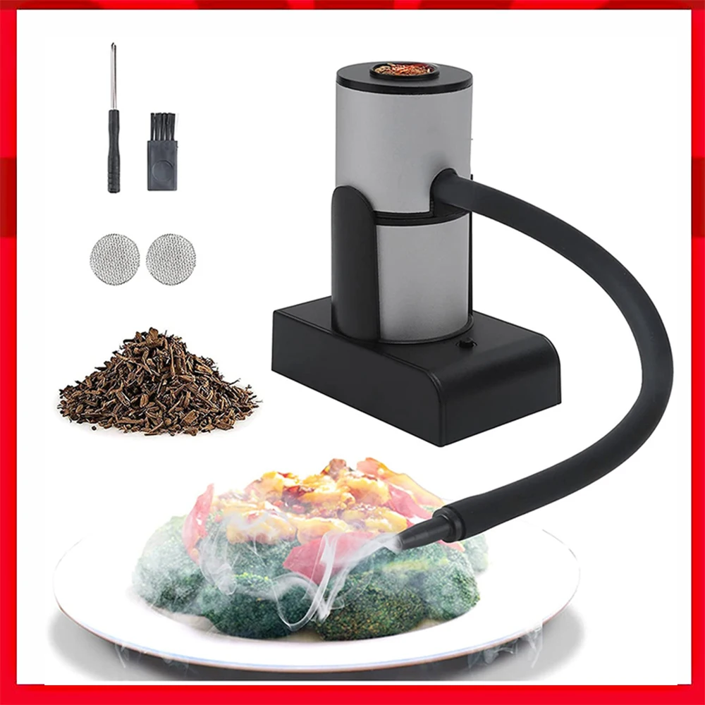 

Hot Food Smoke Infuser Food Cold Smoke Generator Portable Molecular Cuisine Smoking Gun Meat Burn Smokehouse Cooking for BBQ