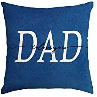 Льняная квадратная синяя наволочка для подушки подарок папы дедушки украшение