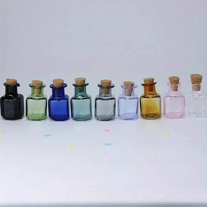 

Мини стеклянные бутылочки с пробкой, набор из 9 штук
