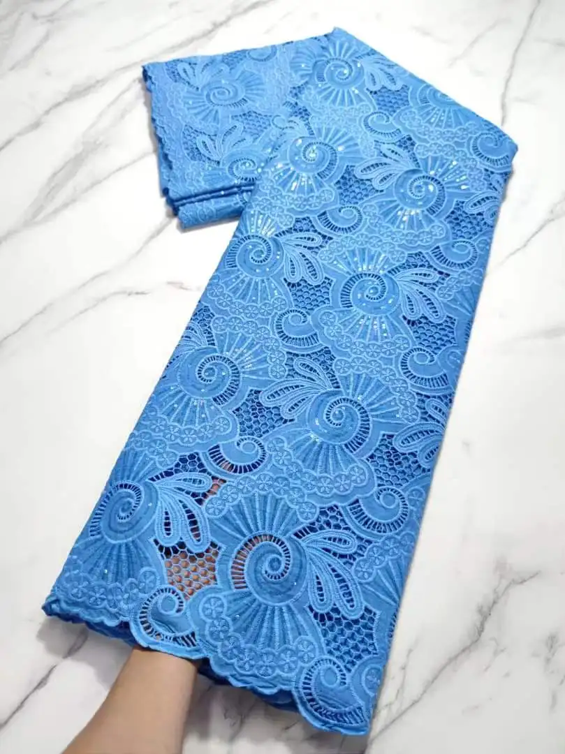 Африканская хлопчатобумажная кружевная ткань модная нигерийская швейцарская 2022