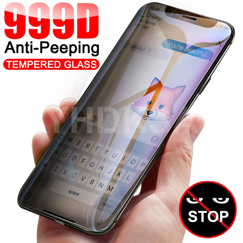 

999D Anti Spy Tempered Glass For iPhone 12 11 Pro XS Max X XR Screen Protector iPhone 8 7 6 6S Plus 5 5S SE Protective Glass
