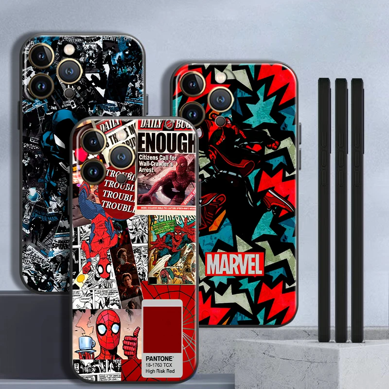 

Marvel Avengers Spiderman For iPhone 13 12 11 Pro Max Mini X XR XS Max 5 5s 6 6S 7 8 Plus Phone Case Back Funda Soft Carcasa