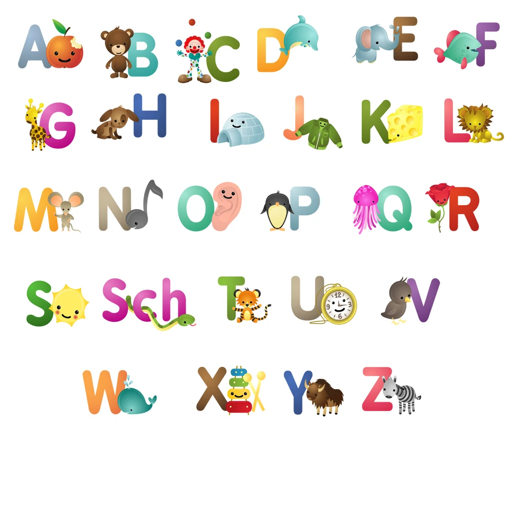 

Настенные наклейки животные английский алфавит
