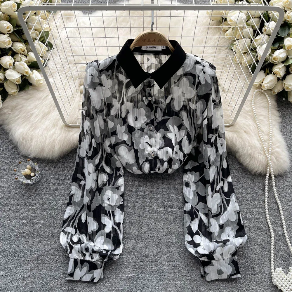 

French Chic Blouse Floral Print Shirts Women Single Breasted Shirt Tops Female Casual Blouses Long Sleeve Blusas Dropshipping