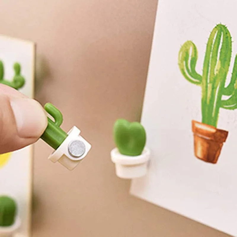 

6pcs Cactus Fridge Magnet Refrigerator Magnetic Sticker 3D Cute Succulent Plant Message Board Reminder Home Decoration Kitchen