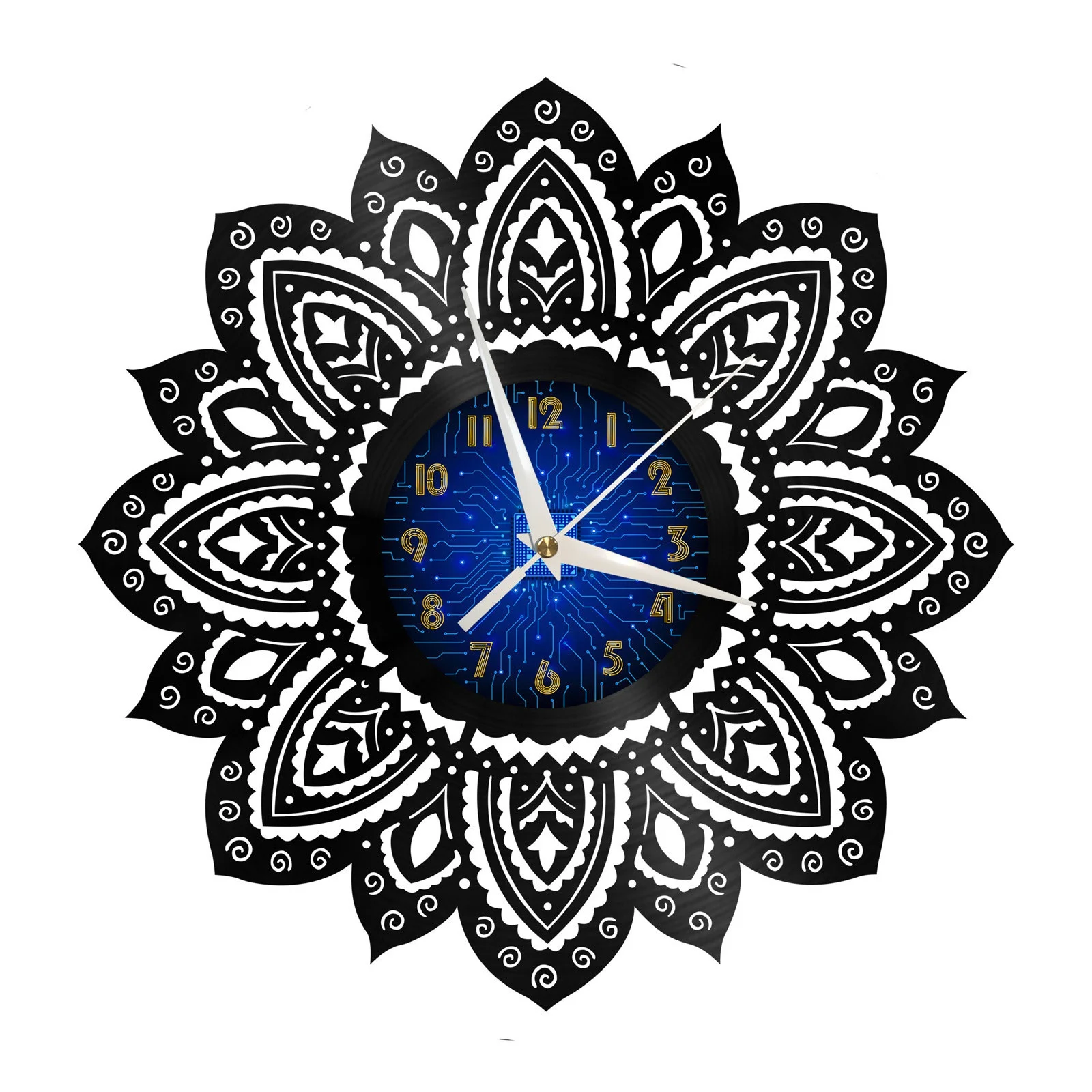 

Mandala Sunflower Art Vinyl Record Wall Clock for Kitchen Wall Decor Wall Art