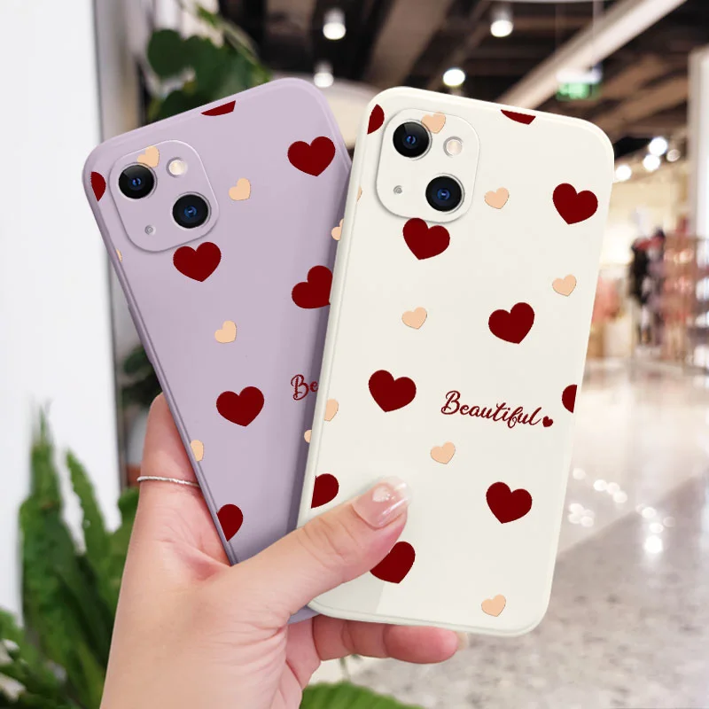 

Shiny Red Heart Phone Case For iPhone 13 12 11 Pro Max Mini X XR XS MAX SE2020 8 7 Plus 6 6S Plus Cover
