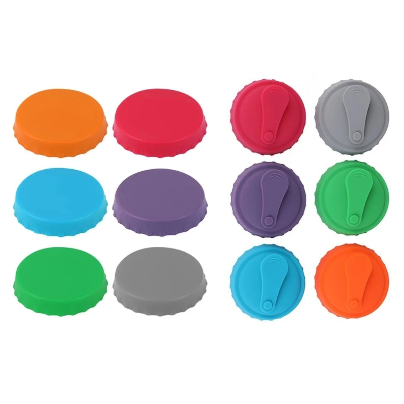 Набор из 6 пищевых силиконовых крышек для банок. Красочные и гибкие герметики