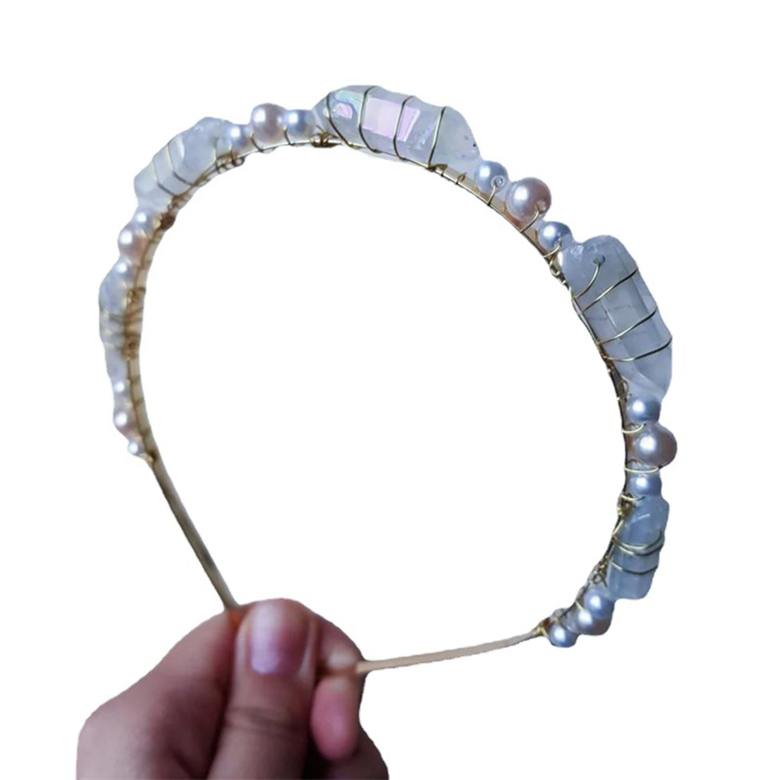 

Ободок для волос с натуральным прозрачным кристаллом Корона принцесса натуральный кристалл + сплав