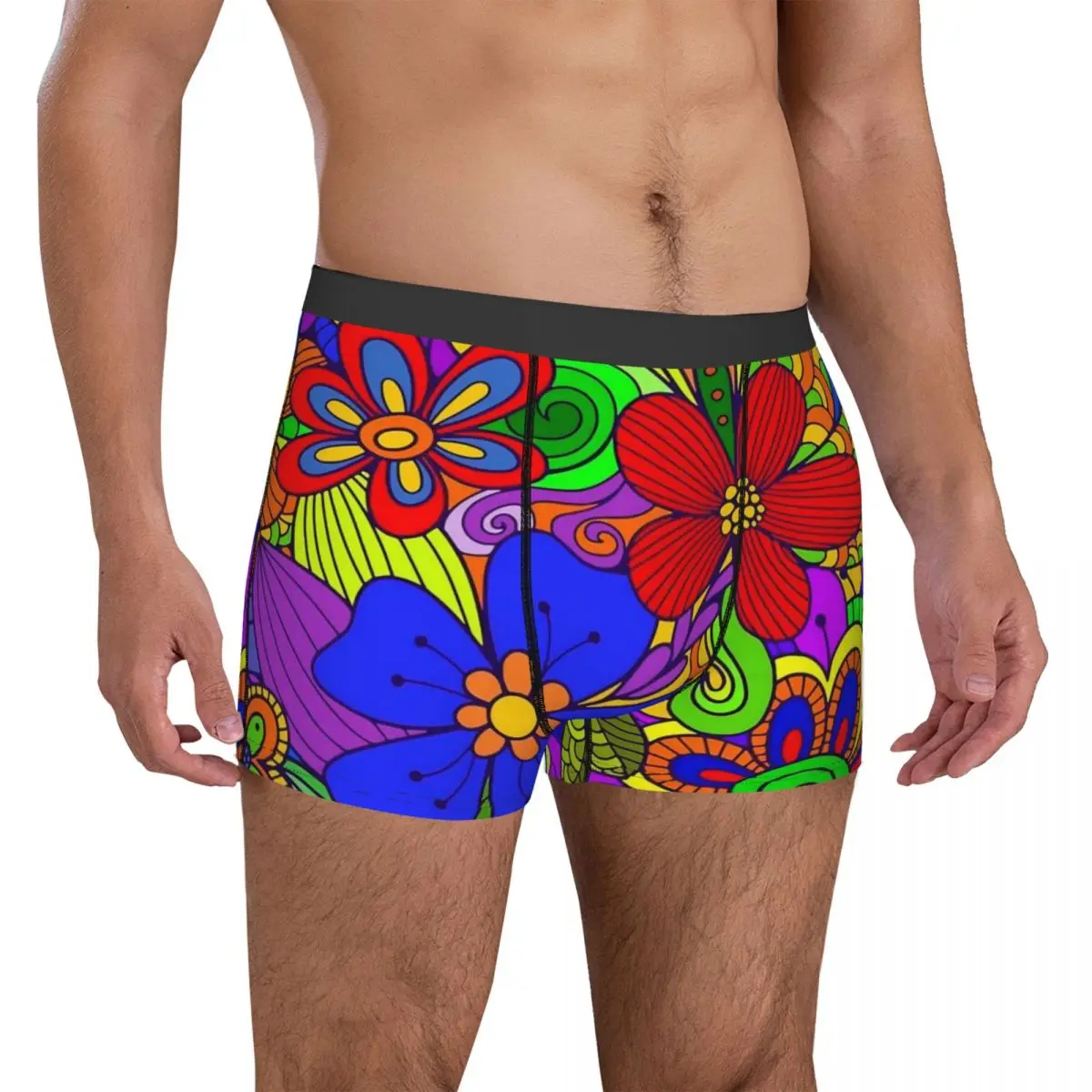 Нижнее белье Flower Power мягкие трусы с ярким цветочным принтом шорты мужские боксеры