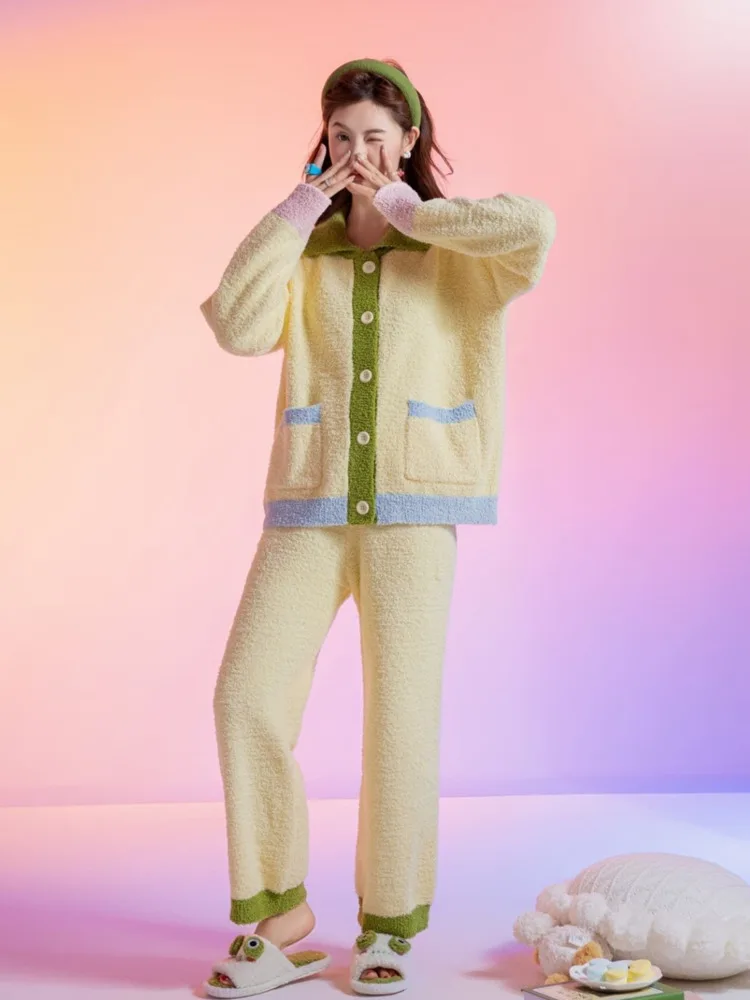 [TXii Advanced Sense] мягкая бархатная Женская пижама с половинчатой стороной зимний