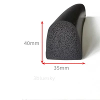Self-adhesive EPDM Rubber Foam Sponge Insulation Seal Strip Half Round D Door Sealing 35x40mm Black