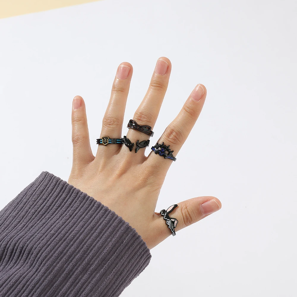 Аниме Открытое кольцо Agrippa для Мужчин Ювелирные изделия набор металлических