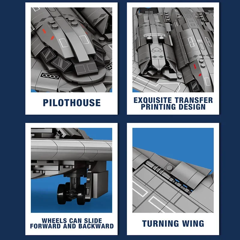 Модель военного самолета MOC Reobrix 33038 B2 Stealth Bomber Warcraft 2063 деталей строительные блоки