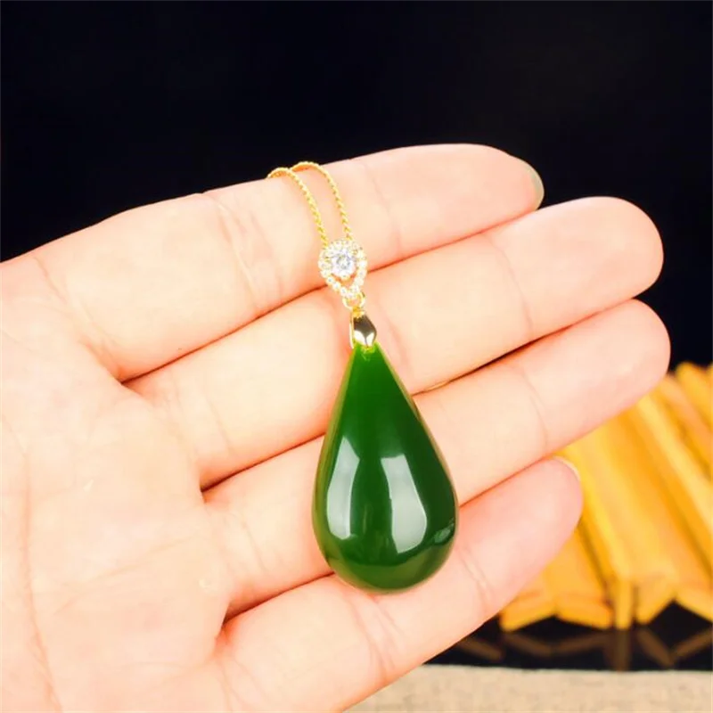 

Women's Jade pendant Hetian Water Drop Necklace dijes para bisuteríabrel oque pour fabrication bijoux charms for jewerly makin