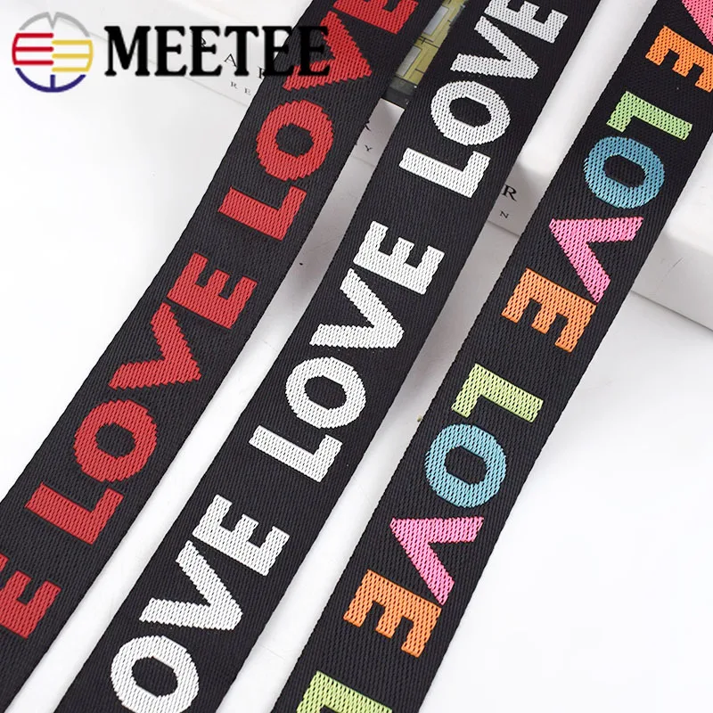 

Meetee 8yards 25/38mm Width Nylon Jacquard Webbing Tape Ribbon LOVE Belt DIY Bag Shoulder Strap Garment Decor Sew Accessories