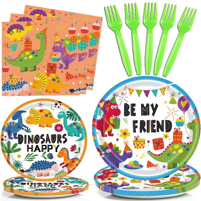 

Dinosaur Baby Shower Party Decoration Jungle Animals Disposable Tableware Sets Kids Boy Girl Birthday Party Decor Supplies Favor