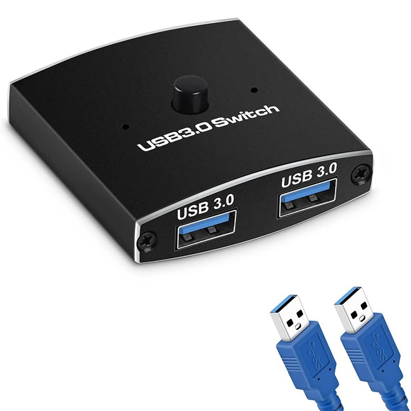 

USB 3.0 Switch Selector KVM Switch 5Gbps 2 in 1 Out USB Switch USB 3.0 Two-Way Sharer for Printer Keyboard Mouse Sharing