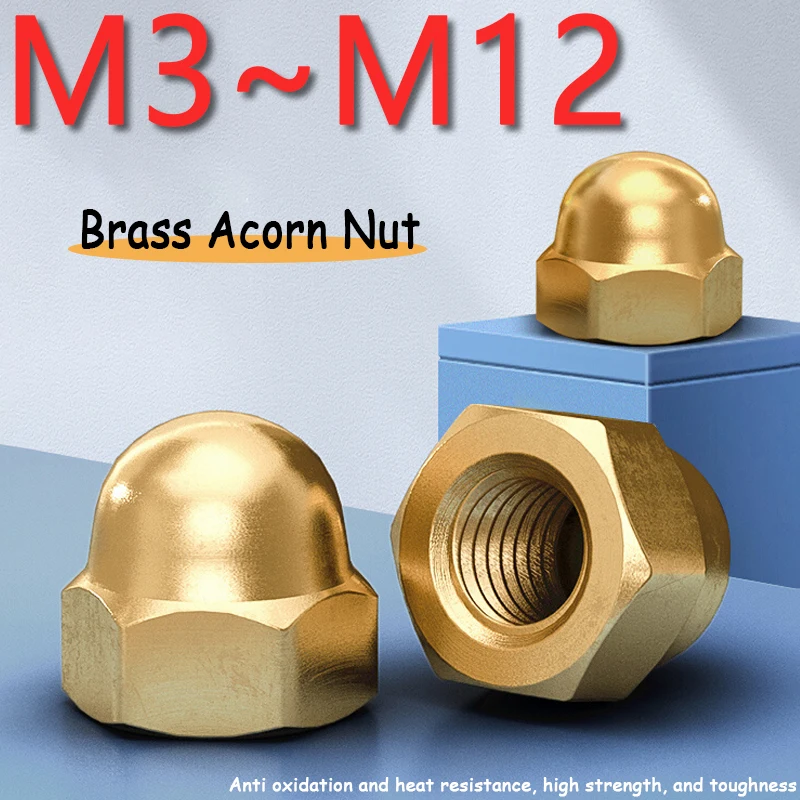 

2/3/5/10/20/30 шт. твердые латунные желудовые гайки M3 M4 M5 M6 M8 M10 M12 Золотая шестигранная декоративная крышка купольной головки Полукруглая латунная желудная гайка