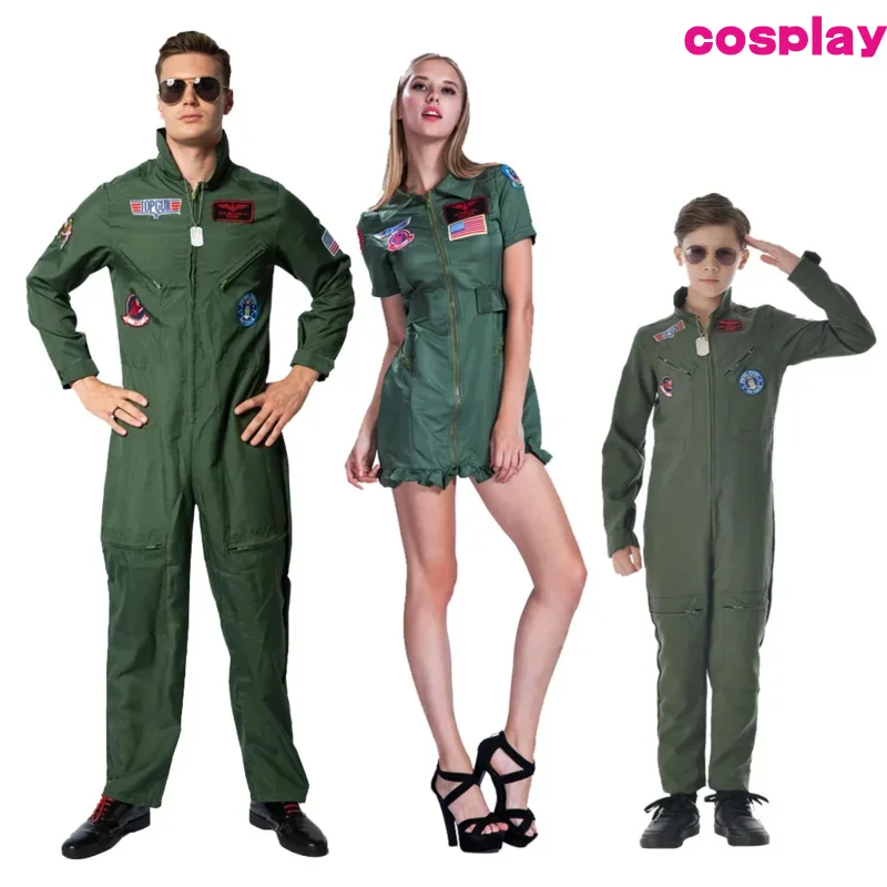 Дети Взрослые Top Gun Movie Косплей Униформа американских ВВС Костюмы на Хэллоуин