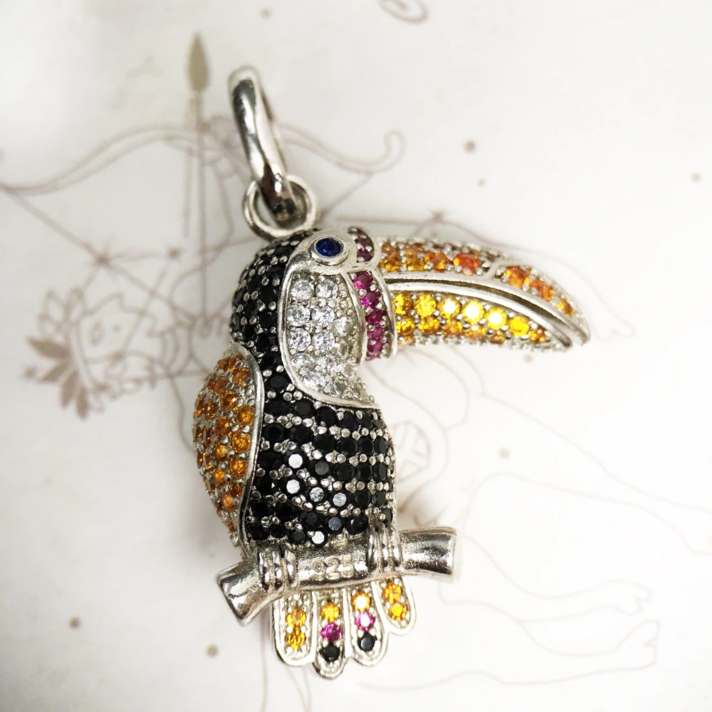 Кулон с разноцветными птицами модное Брендовое ювелирное изделие из