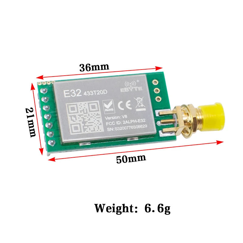 LoRa SX1278 SX1276 Модуль 433 МГц Передатчик Приемник 8000 м E32-433T20D-V2.0 UART Беспроводной