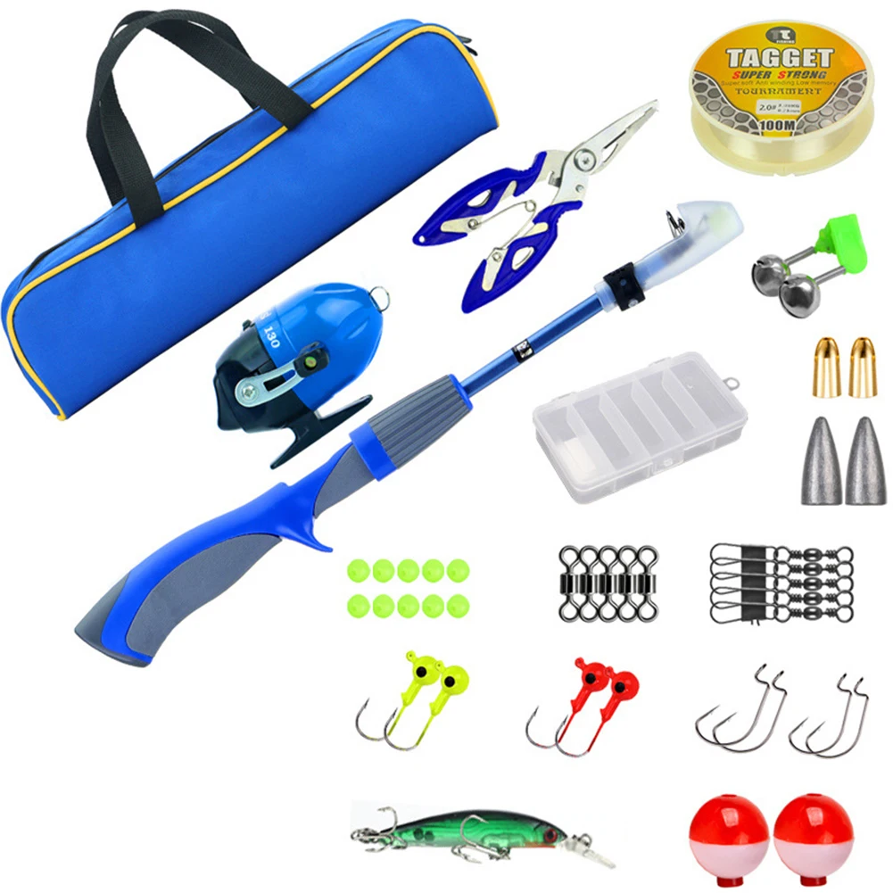 

20pcs Portable Lure Fishing Rod Reel Baits Hooks Set Telescopic Fishing Pole Tool Fishing Tackle Accessories Combo