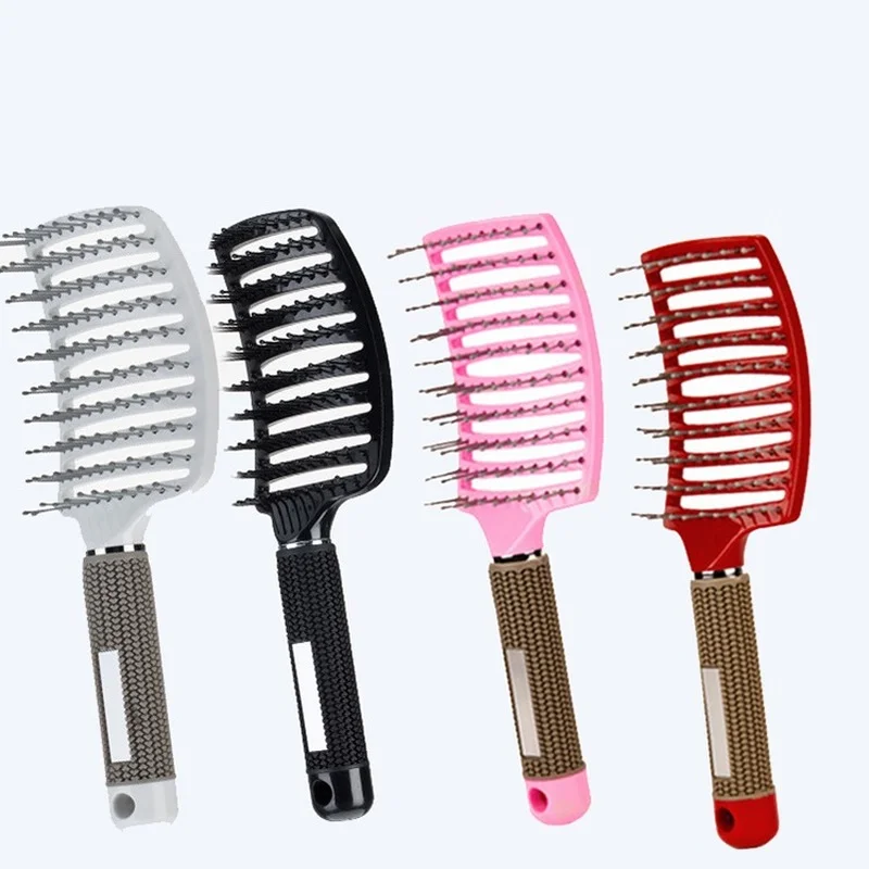 

Woman Scalp Massage Comb Professional Curved Vented Bristle Detangling Hair Brush With Nylon Plastic Detangle Brush For Hair
