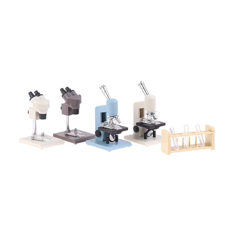 

1Set 1:12 Dollhouse Miniature Simulation Lab Microscope Tube Rack Laboratory Accessory Doll Play House Children's Education Toy