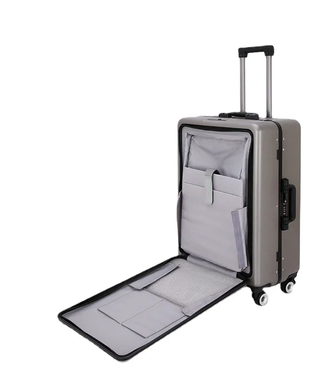 Luggage Ins New Trolley Case Men's Universal Wheel 20 Women's Front Suitcase Boarding Leather Suitcase 24-Inch